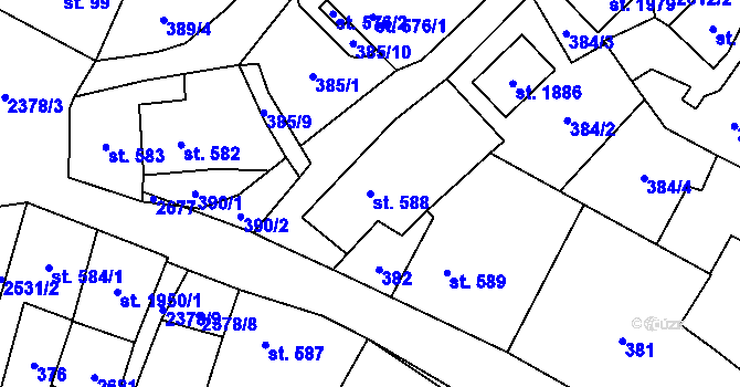 Parcela st. 588 v KÚ Polná, Katastrální mapa