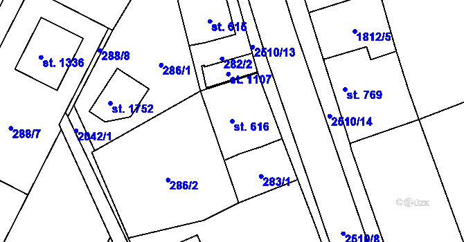 Parcela st. 616 v KÚ Polná, Katastrální mapa
