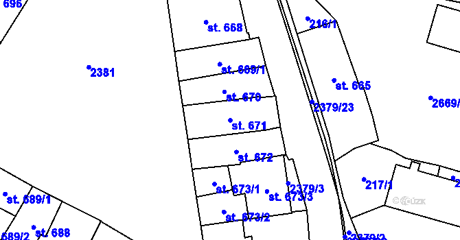 Parcela st. 671 v KÚ Polná, Katastrální mapa
