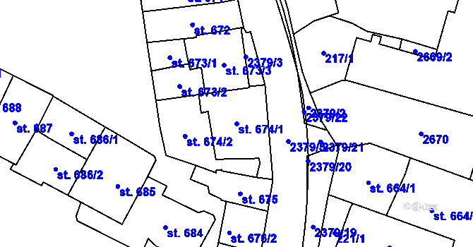 Parcela st. 674/1 v KÚ Polná, Katastrální mapa