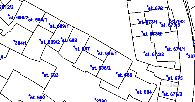 Parcela st. 686/1 v KÚ Polná, Katastrální mapa