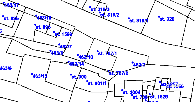 Parcela st. 707/1 v KÚ Polná, Katastrální mapa