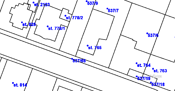 Parcela st. 765 v KÚ Polná, Katastrální mapa
