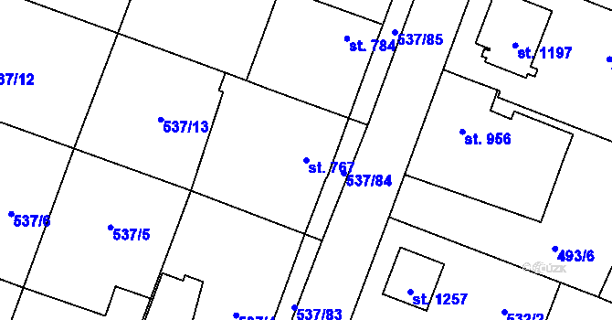 Parcela st. 767 v KÚ Polná, Katastrální mapa