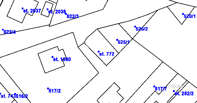 Parcela st. 772 v KÚ Polná, Katastrální mapa