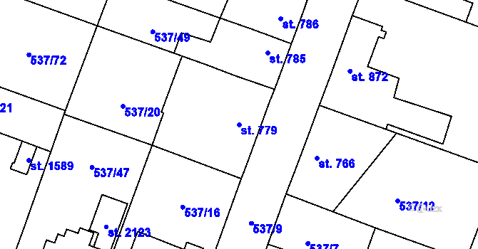 Parcela st. 779 v KÚ Polná, Katastrální mapa