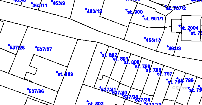 Parcela st. 802 v KÚ Polná, Katastrální mapa