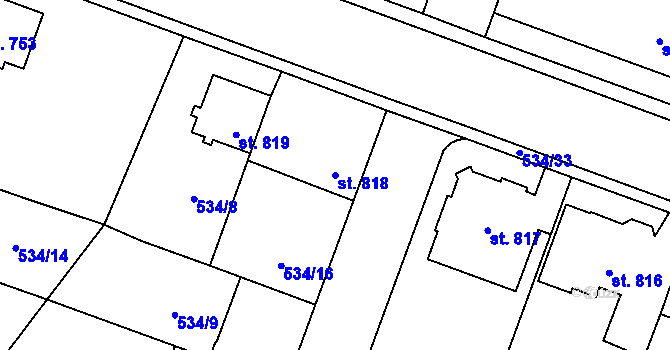 Parcela st. 818 v KÚ Polná, Katastrální mapa