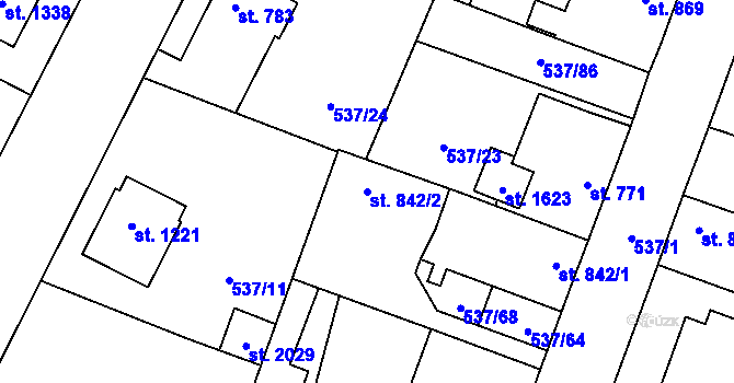 Parcela st. 842/2 v KÚ Polná, Katastrální mapa