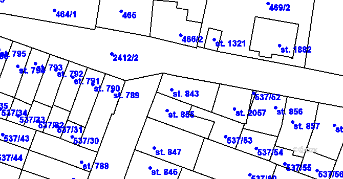 Parcela st. 843 v KÚ Polná, Katastrální mapa