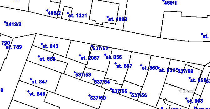 Parcela st. 856 v KÚ Polná, Katastrální mapa