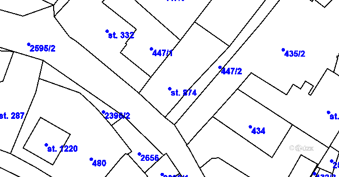 Parcela st. 874 v KÚ Polná, Katastrální mapa