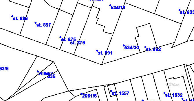 Parcela st. 891 v KÚ Polná, Katastrální mapa