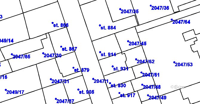 Parcela st. 914 v KÚ Polná, Katastrální mapa