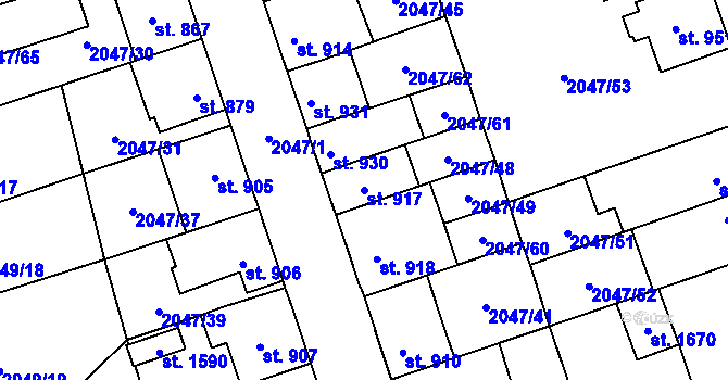Parcela st. 917 v KÚ Polná, Katastrální mapa
