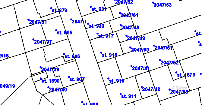 Parcela st. 918 v KÚ Polná, Katastrální mapa