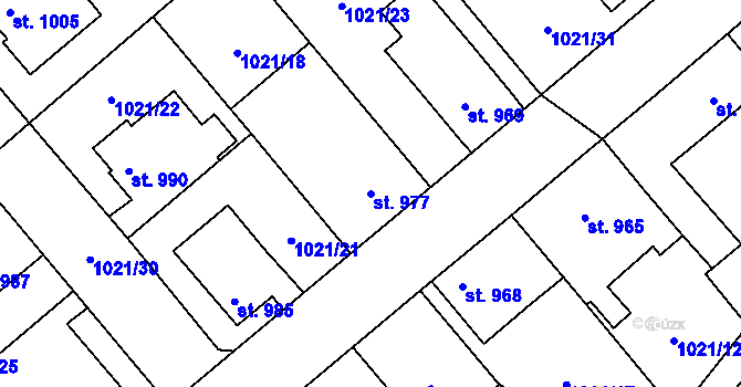 Parcela st. 977 v KÚ Polná, Katastrální mapa