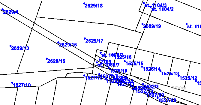 Parcela st. 1086/2 v KÚ Polná, Katastrální mapa