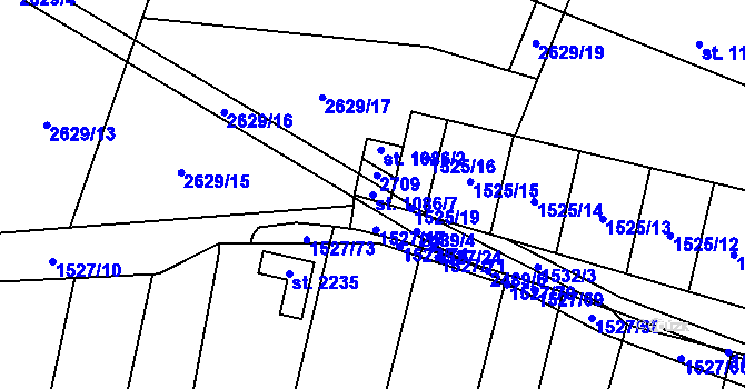 Parcela st. 1086/7 v KÚ Polná, Katastrální mapa