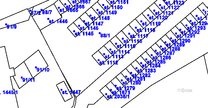 Parcela st. 1113 v KÚ Polná, Katastrální mapa