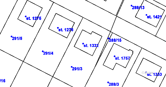 Parcela st. 1332 v KÚ Polná, Katastrální mapa