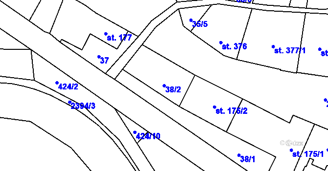 Parcela st. 38/2 v KÚ Polná, Katastrální mapa