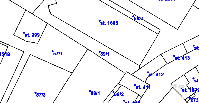 Parcela st. 59/1 v KÚ Polná, Katastrální mapa