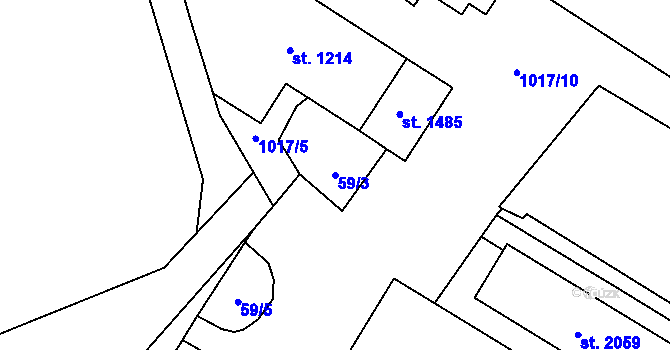 Parcela st. 59/3 v KÚ Polná, Katastrální mapa