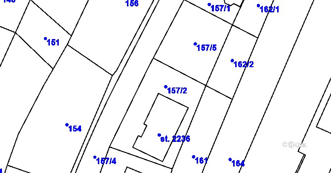Parcela st. 157/2 v KÚ Polná, Katastrální mapa