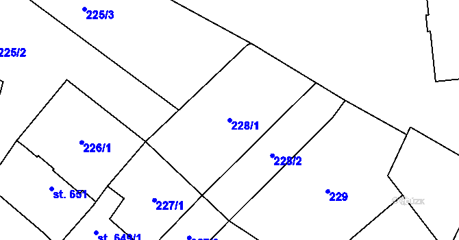 Parcela st. 228/1 v KÚ Polná, Katastrální mapa