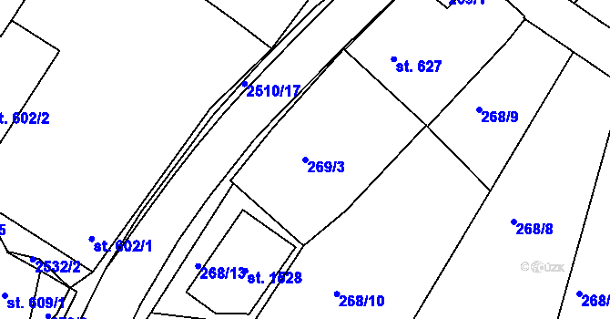 Parcela st. 269/3 v KÚ Polná, Katastrální mapa
