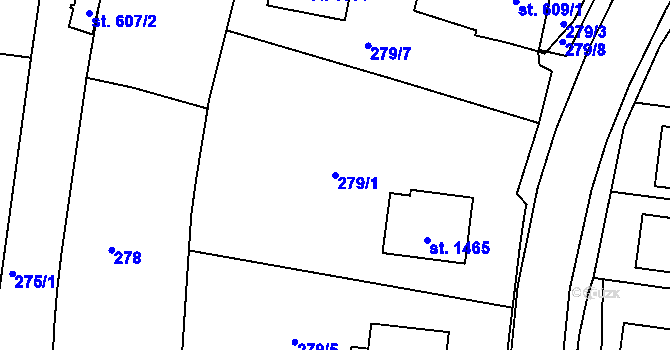 Parcela st. 279/1 v KÚ Polná, Katastrální mapa