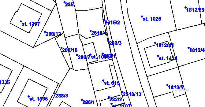 Parcela st. 282/1 v KÚ Polná, Katastrální mapa
