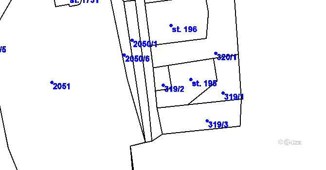 Parcela st. 319/2 v KÚ Polná, Katastrální mapa