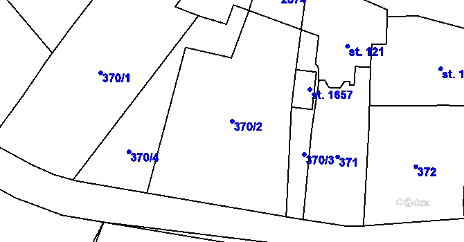 Parcela st. 370/2 v KÚ Polná, Katastrální mapa