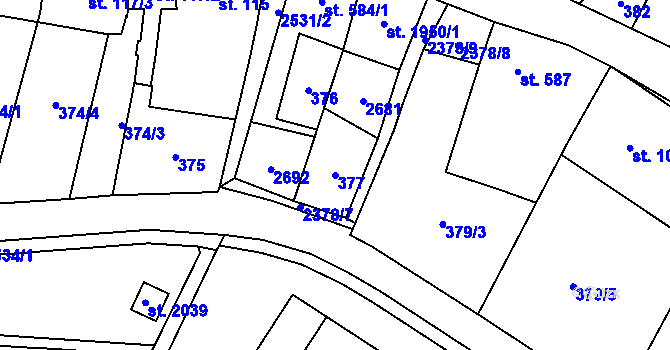 Parcela st. 377 v KÚ Polná, Katastrální mapa
