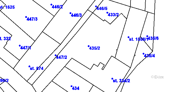 Parcela st. 435/2 v KÚ Polná, Katastrální mapa