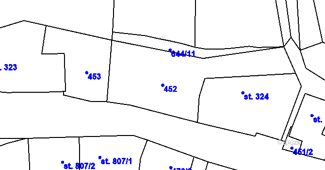 Parcela st. 452 v KÚ Polná, Katastrální mapa