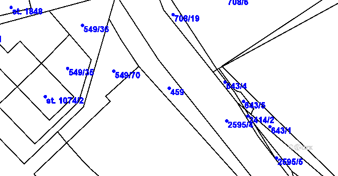 Parcela st. 459 v KÚ Polná, Katastrální mapa