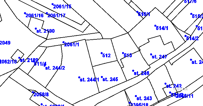 Parcela st. 512 v KÚ Polná, Katastrální mapa