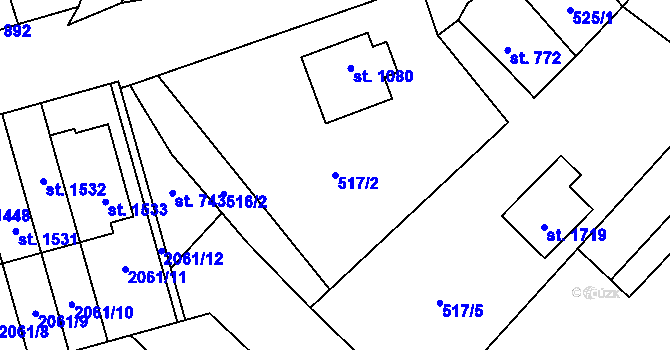 Parcela st. 517/2 v KÚ Polná, Katastrální mapa