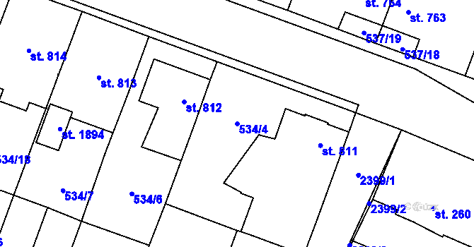 Parcela st. 534/4 v KÚ Polná, Katastrální mapa