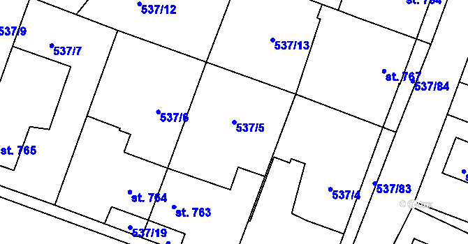 Parcela st. 537/5 v KÚ Polná, Katastrální mapa