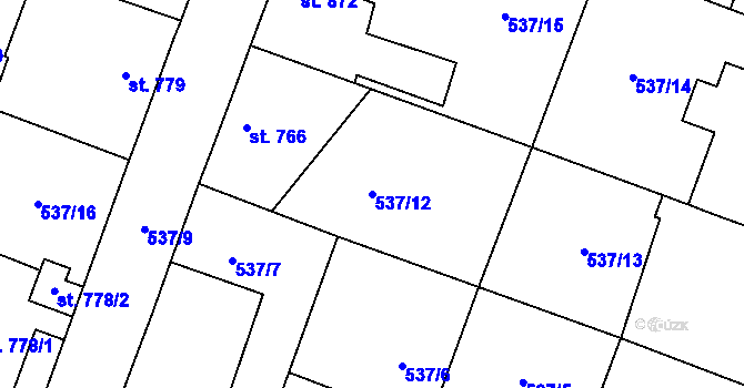 Parcela st. 537/12 v KÚ Polná, Katastrální mapa