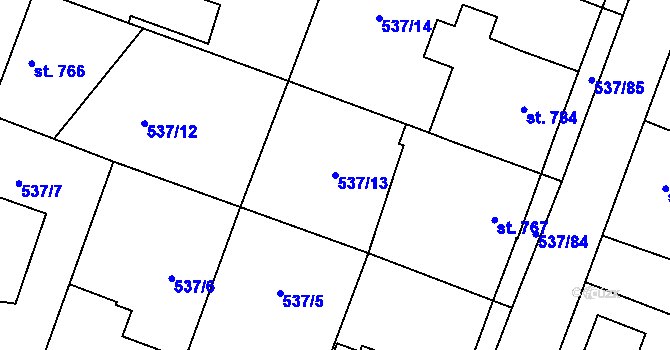 Parcela st. 537/13 v KÚ Polná, Katastrální mapa