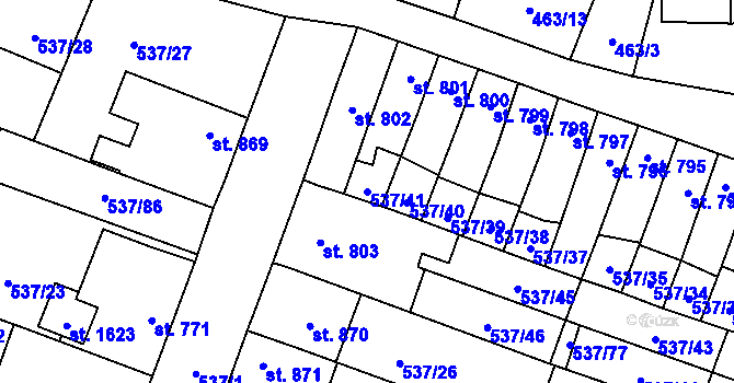 Parcela st. 537/41 v KÚ Polná, Katastrální mapa