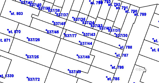 Parcela st. 537/44 v KÚ Polná, Katastrální mapa