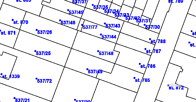 Parcela st. 537/48 v KÚ Polná, Katastrální mapa