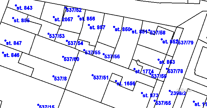 Parcela st. 537/56 v KÚ Polná, Katastrální mapa