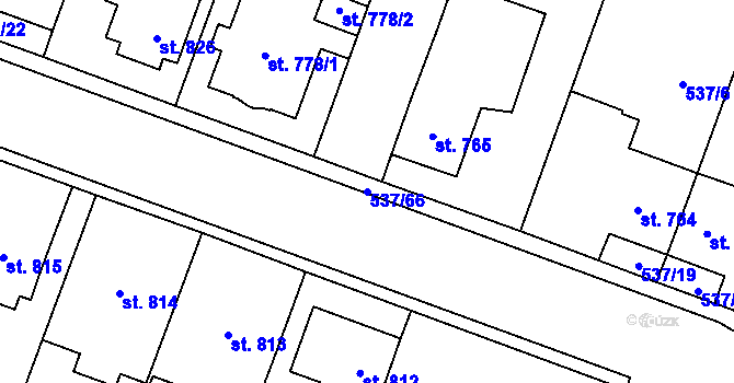 Parcela st. 537/66 v KÚ Polná, Katastrální mapa